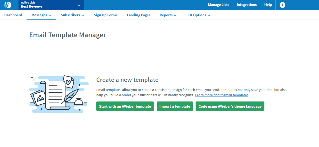 aWeber template manager