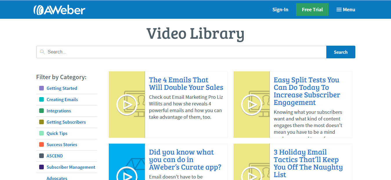 AWeber video library