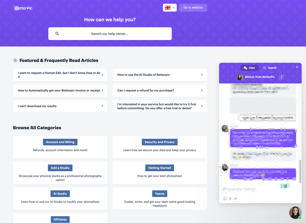 BetterPic customer support