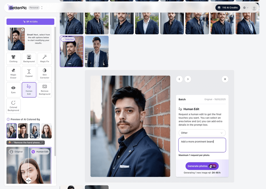 Human Editing in BetterPic