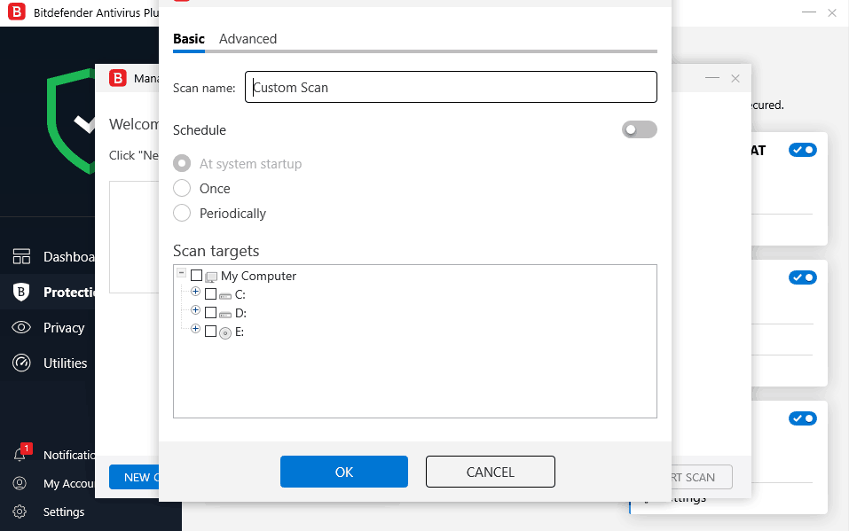 Managing scans with Bitdefender Antivirus Plus