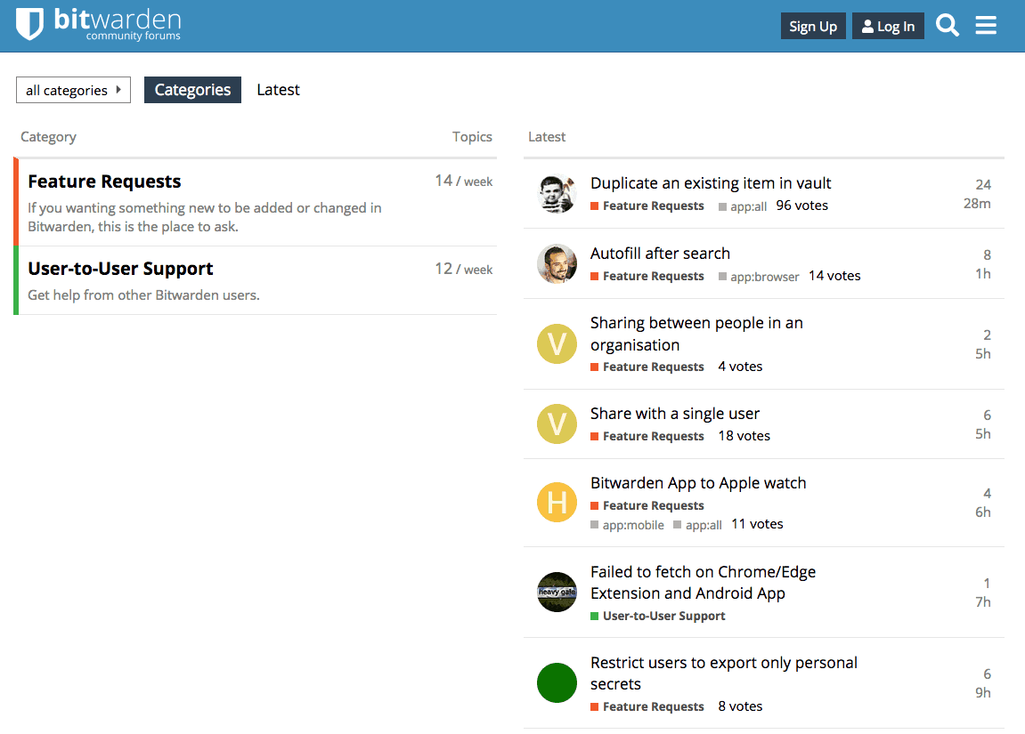 Bitwarden's forum
