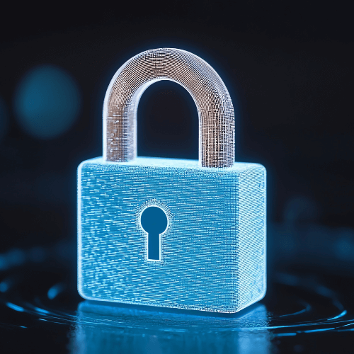 Blue illuminated padlock