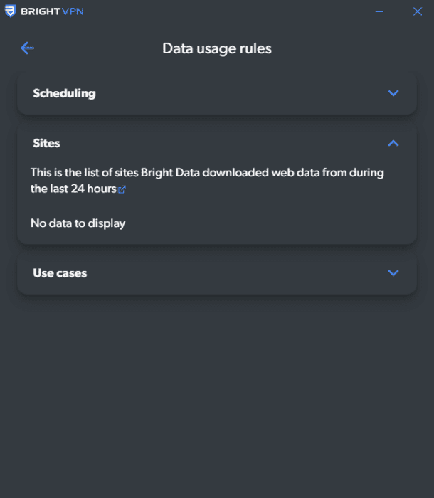 Bright VPN accessed sites