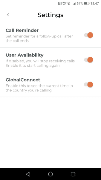CallHippo mobile settings