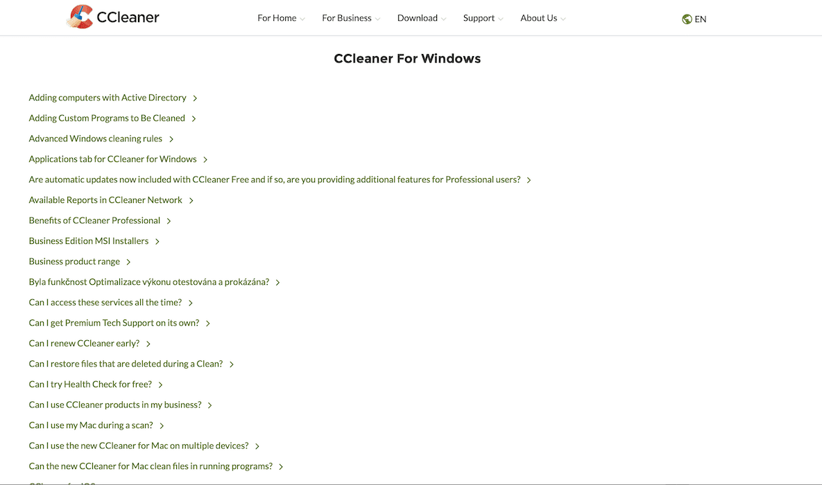 CCleaner help center