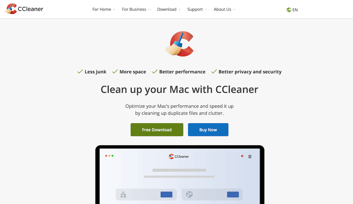 CCleaner homepage Mac