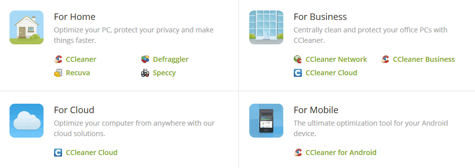 CCleaner operating systems
