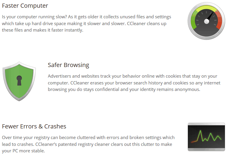 CCleaner piriform feature