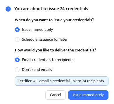 Certifier certification issuing