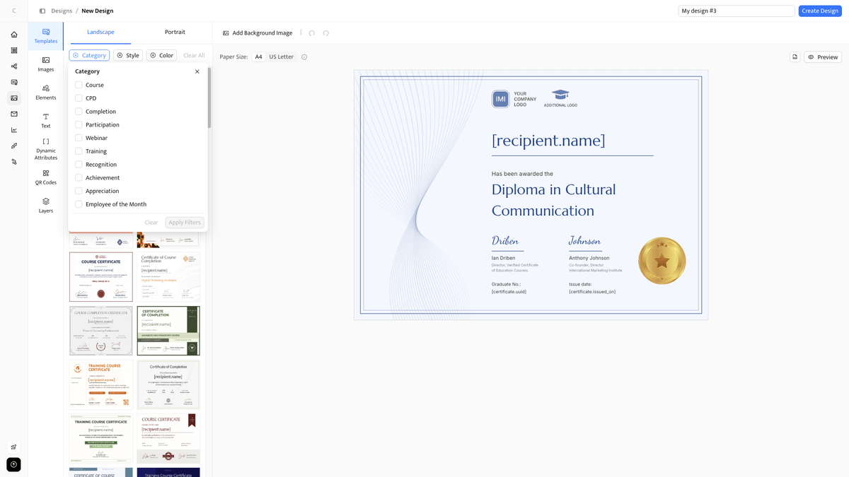 Certifier certification template library