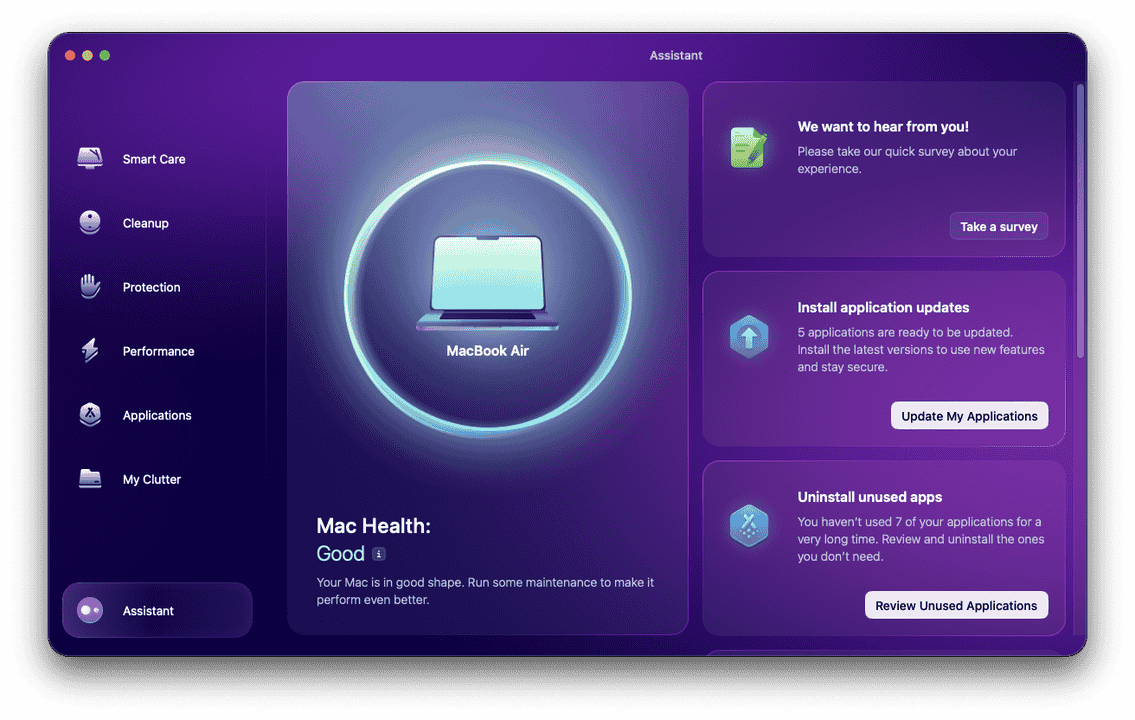 CleanMyMac assistant