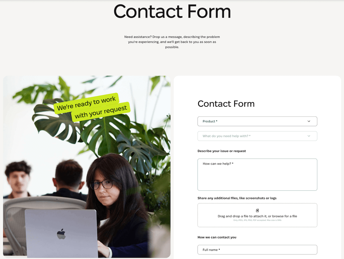 CleanMyMac contact form