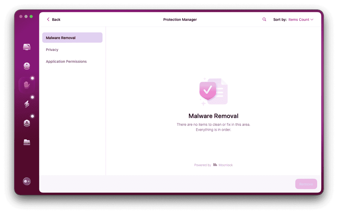 CleanMyMac protection scan manager