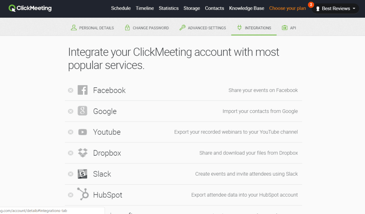 ClickMeeting integrations