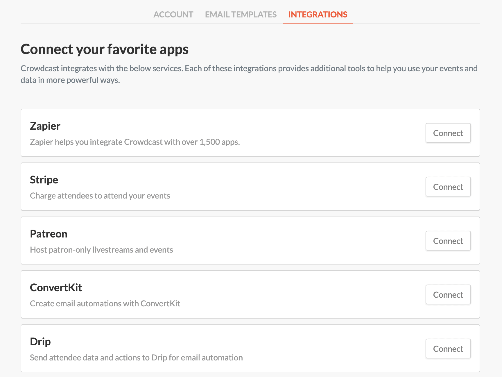 Crowdcast integrations