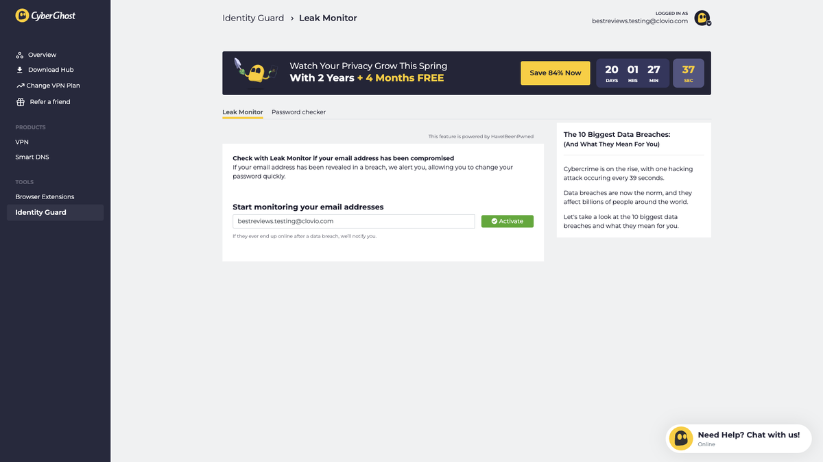 CyberGhost VPN identity guard