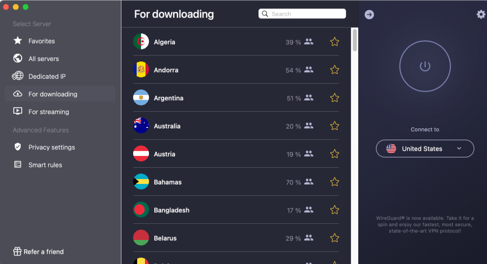 CyberGhost VPN P2P servers