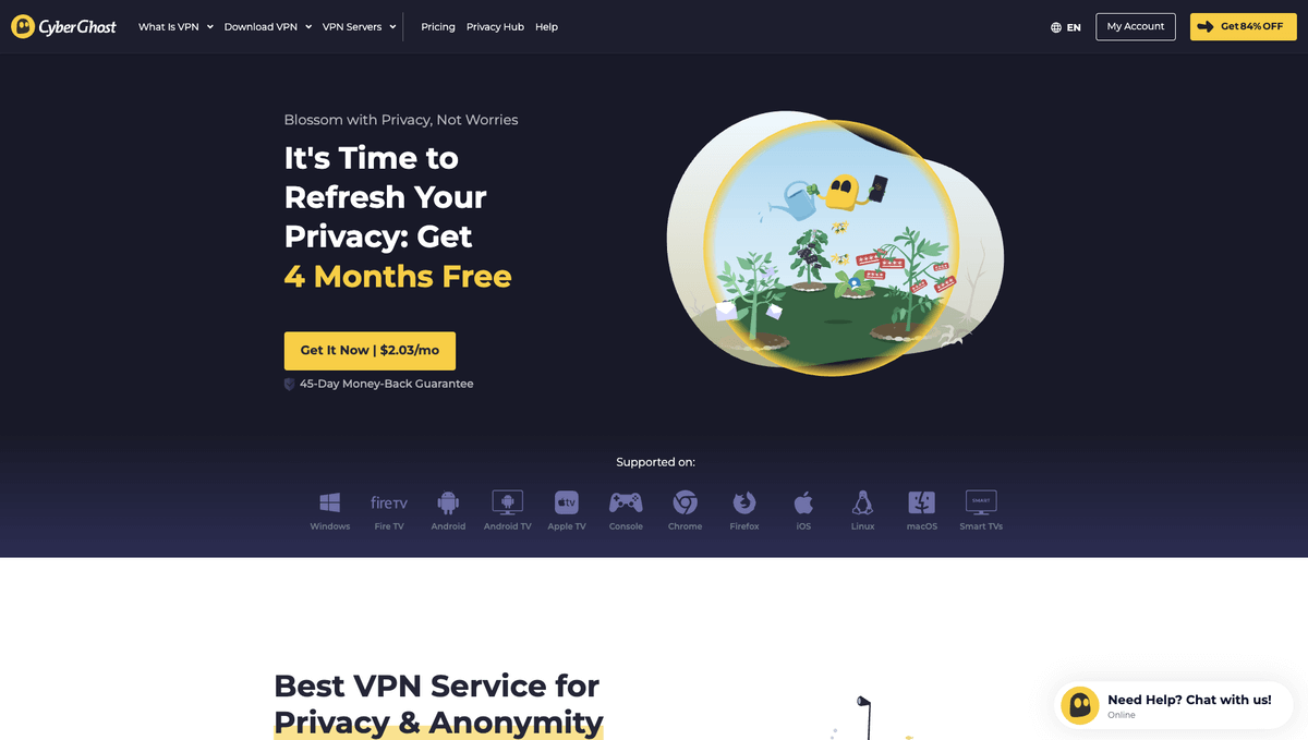 CyberGhost VPN website