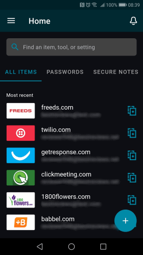 Dashlane mobile interface