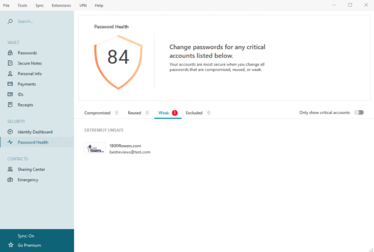 Dashlane password health uopdate