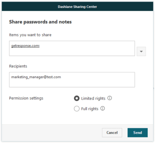 Dashlane sahring center