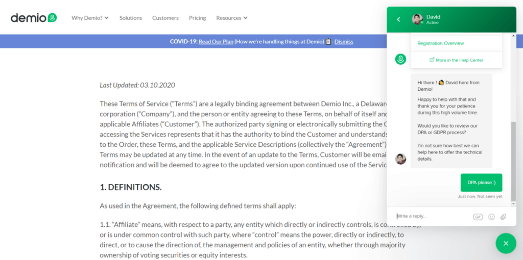 Demio Terms of Service