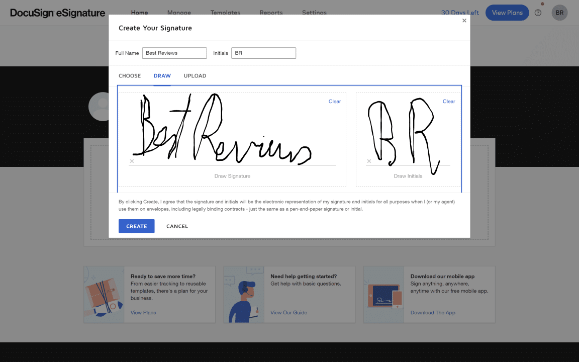 DocuSign drawn signature