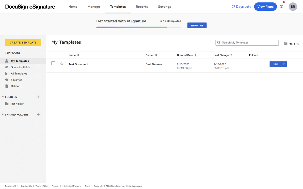 DocuSign template library