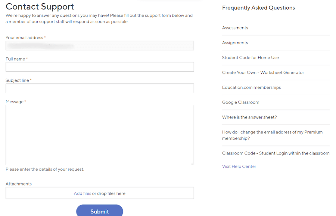 Education.com contact support