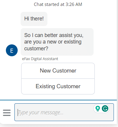 eFax live chat