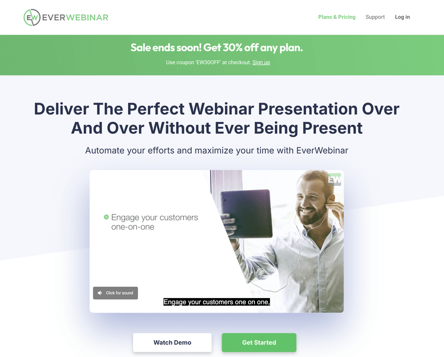 EverWebinar homepage