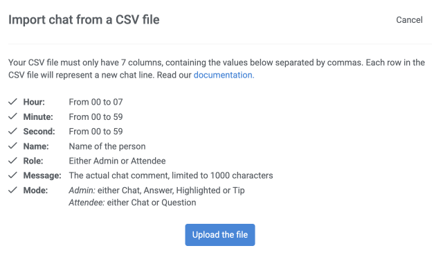 EverWebinar import chat