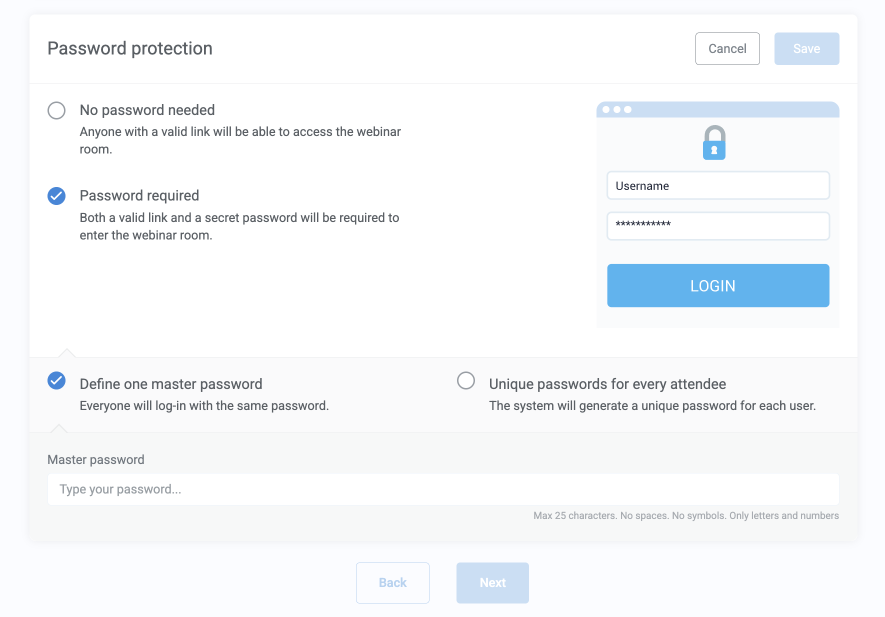 EverWebinar password protected webinars
