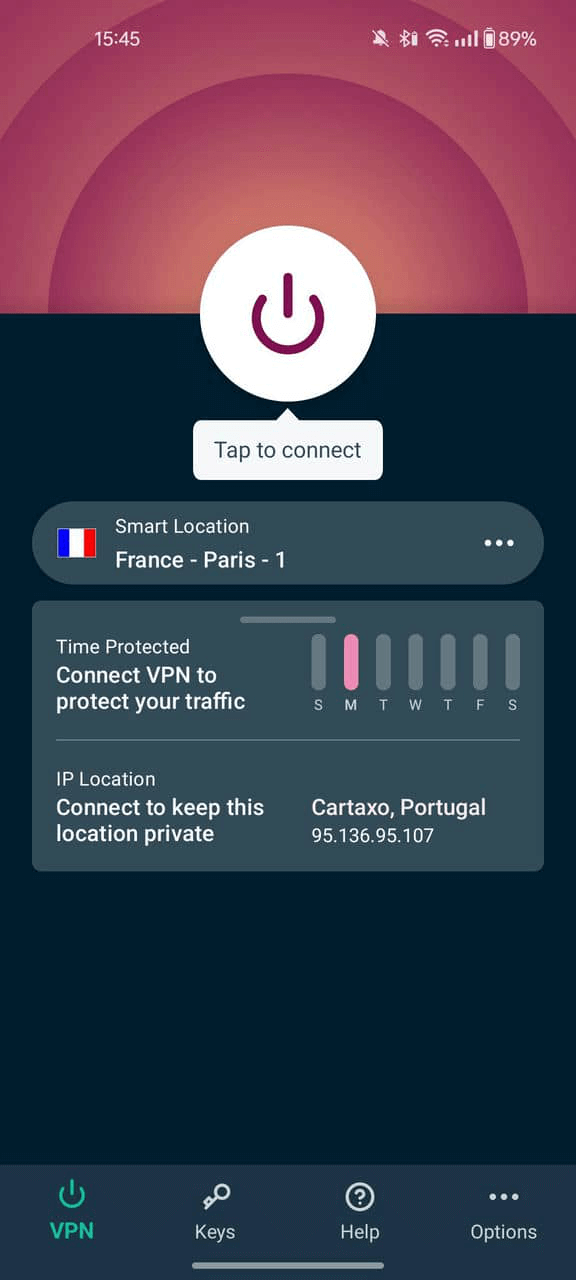 ExpressVPN android app interface
