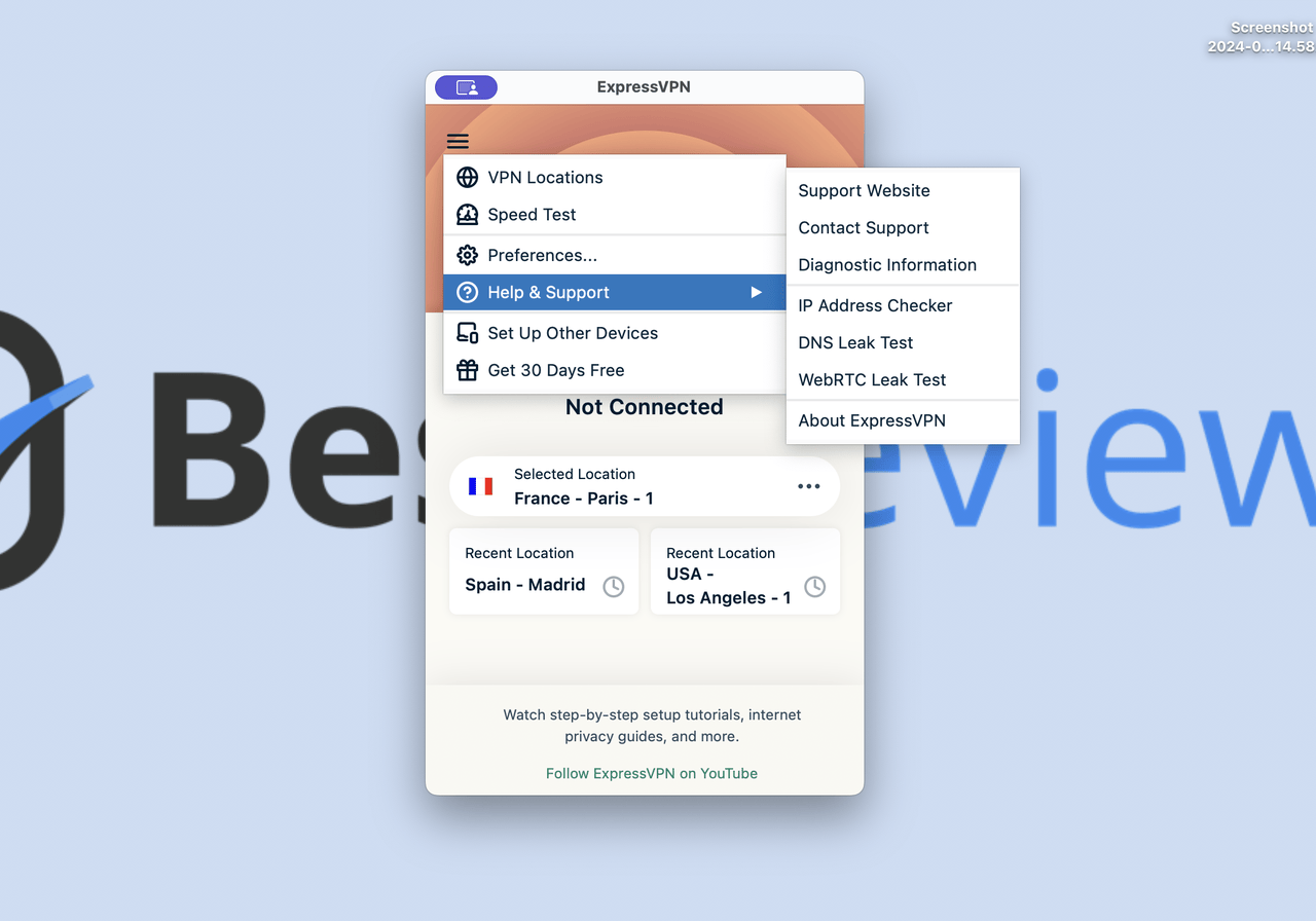 ExpressVPN checker leak tests