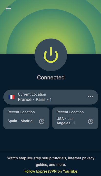 ExpressVPN chrome extension interface