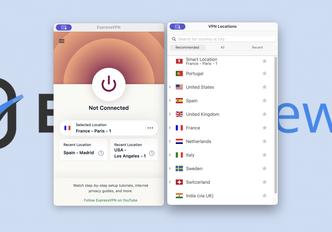 ExpressVPN recommended servers