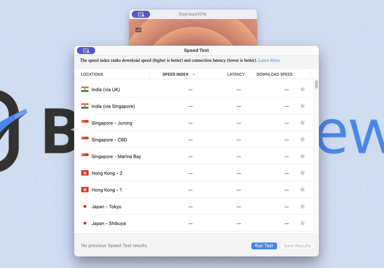 ExpressVPN speed test