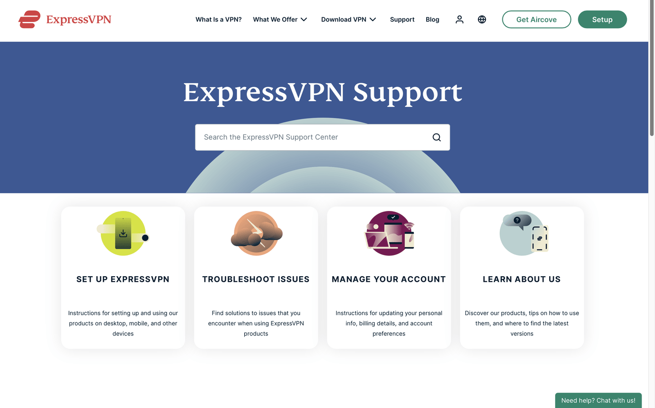 ExpressVPN support resources