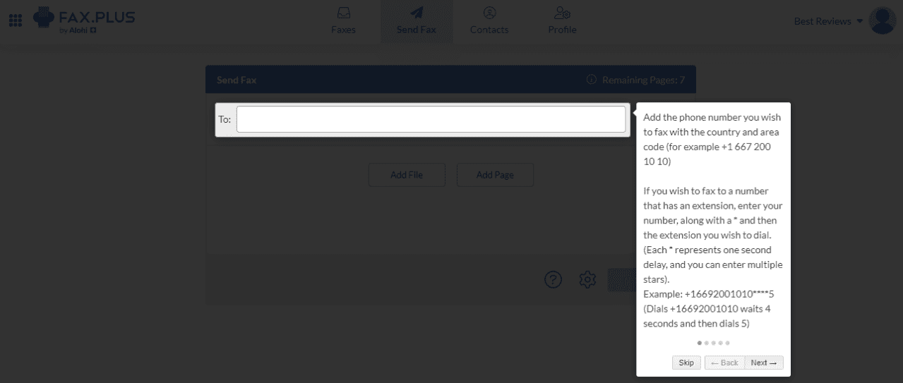 Fax Plus Help Button