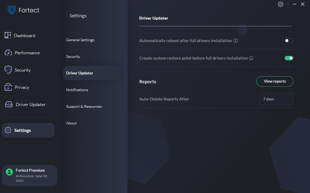 Fortect Windows app update settings