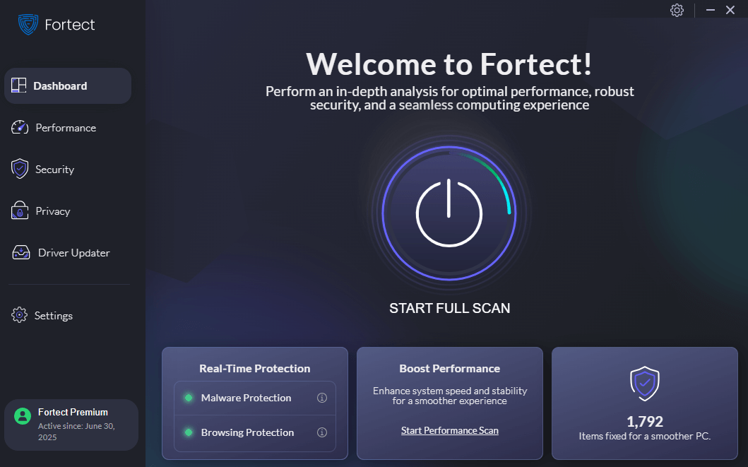Fortect Windows app interface