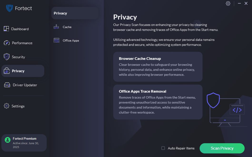 Fortect Windows app privacy scans