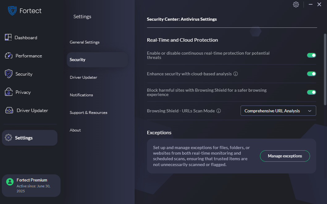 Fortect Windows app security settings