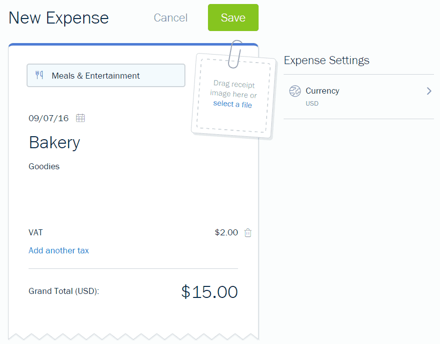 Recording expenses in FreshBooks