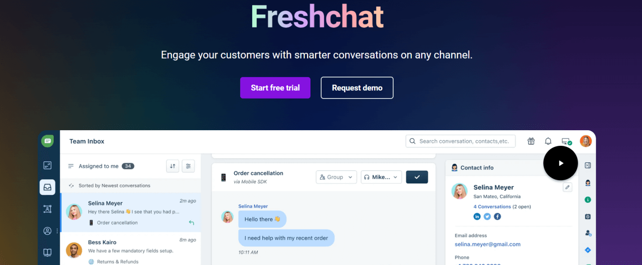 Freshchat homepage