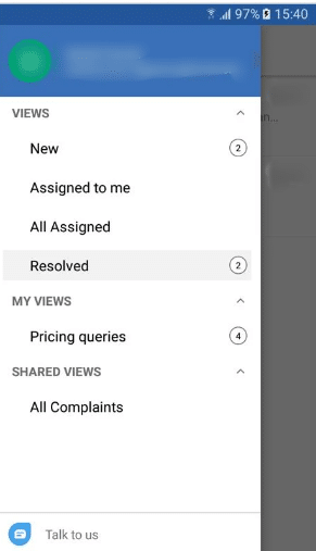 Freshchat mobile interface