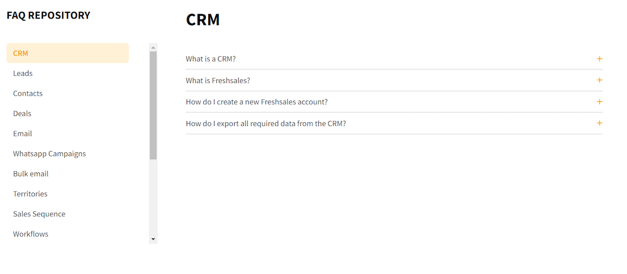 Freshsales FAQ repository