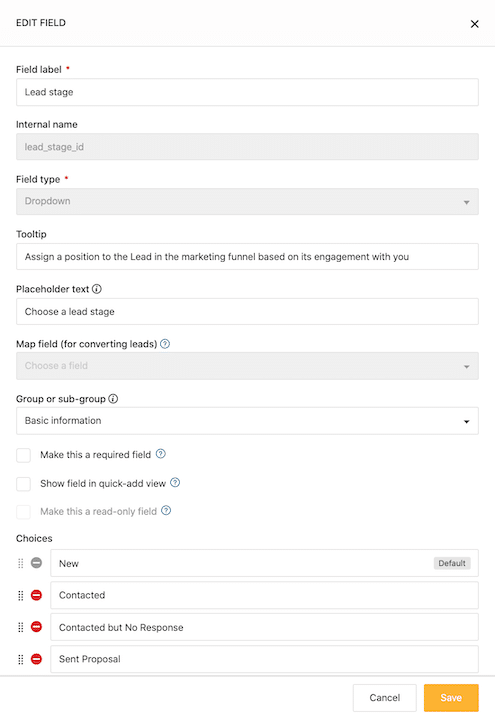 Freshsales lead configuration